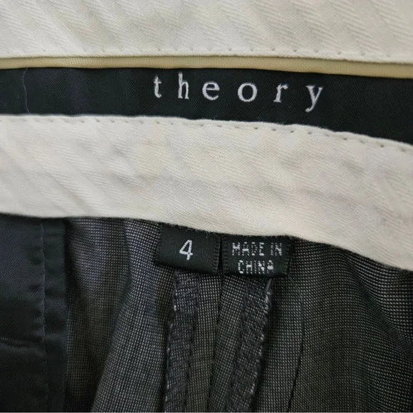 Theory Emery Trousers in Black/White Barker Fabric Size 4 - Picture 2 of 7